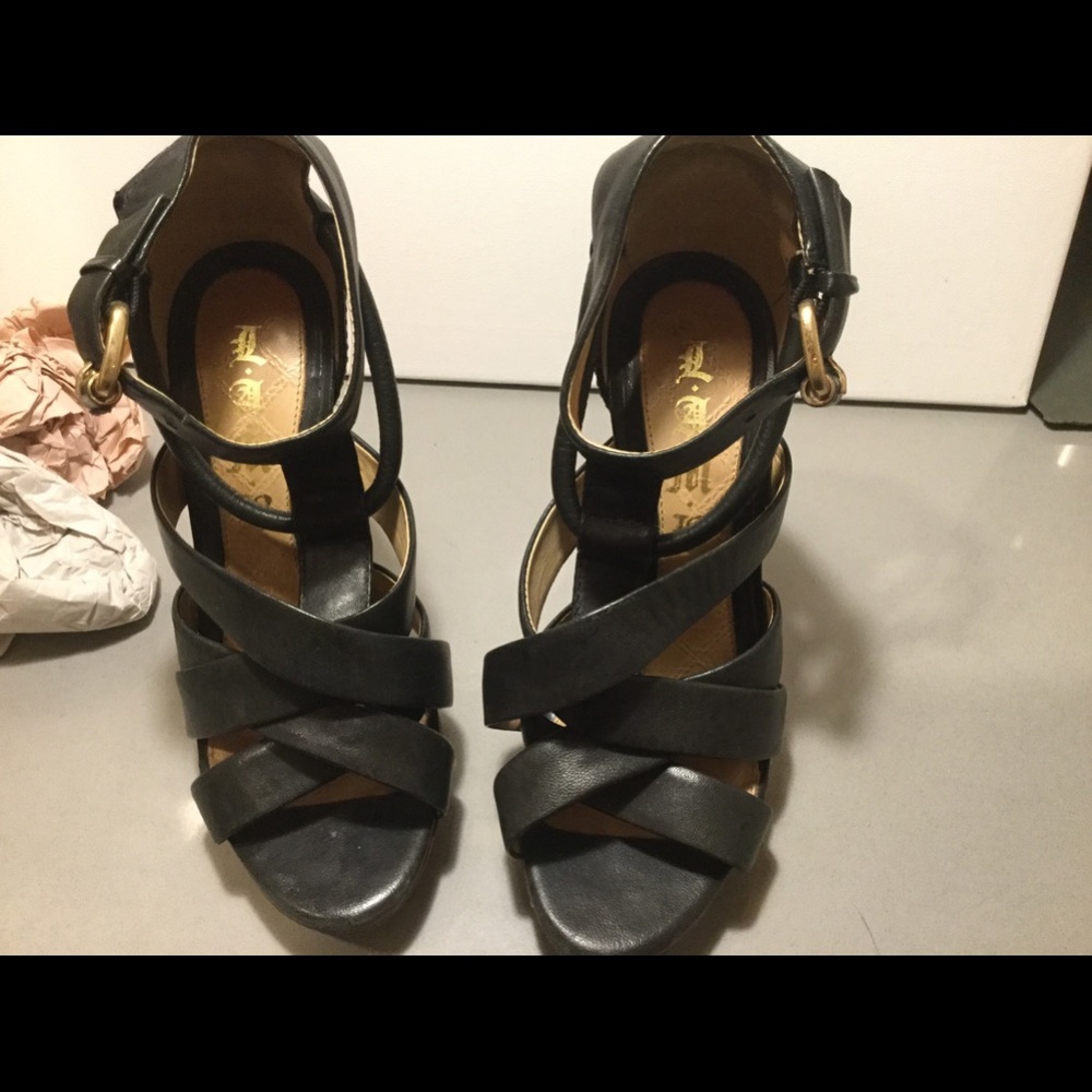 L.A.M.B.S- Black cage heels